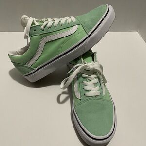 Vans Mint Green and White Sneakers